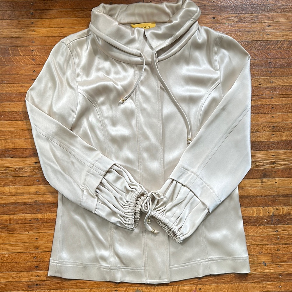 St. John Satin Zip Front Jacket